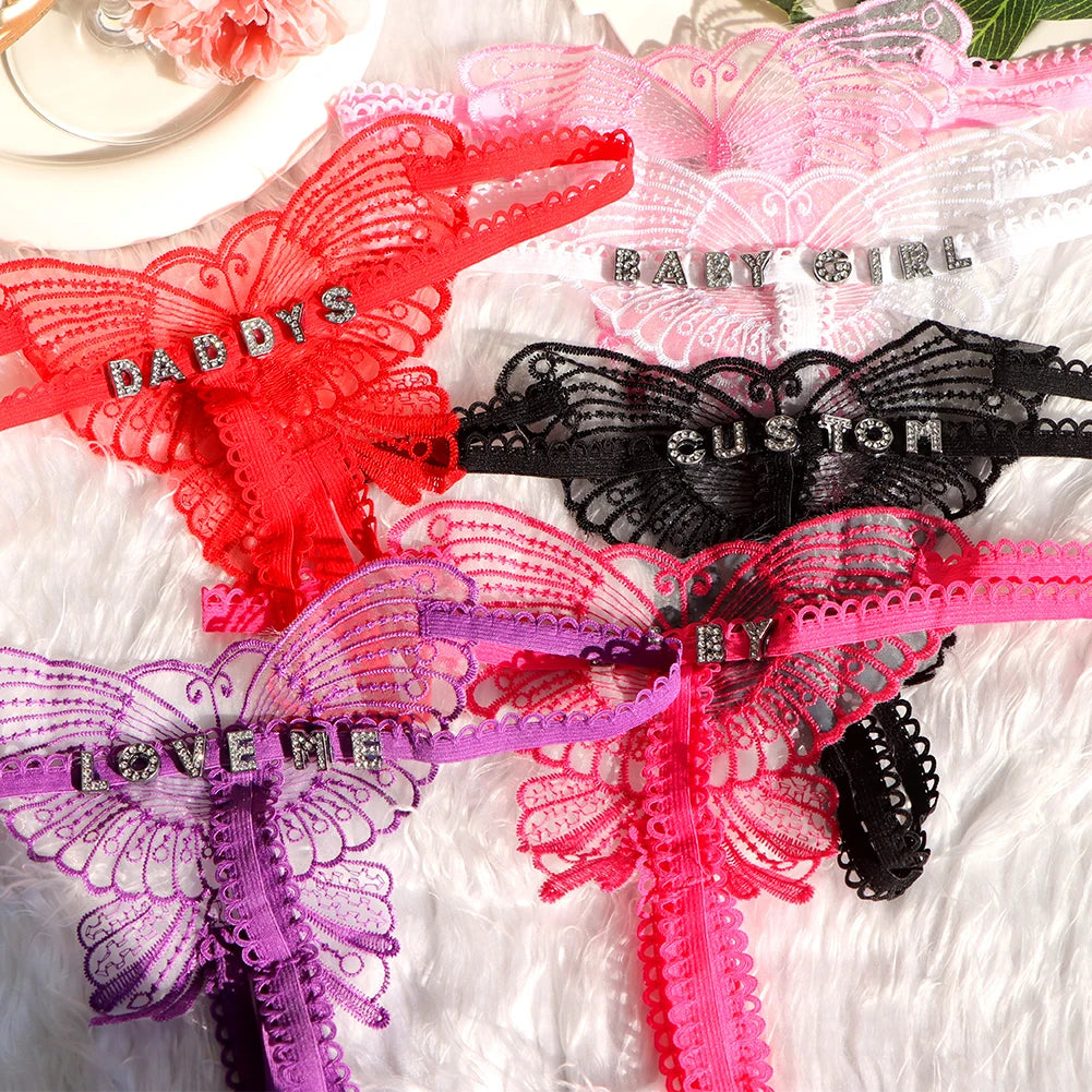 Mariposa Custom Crystal Letter Thong